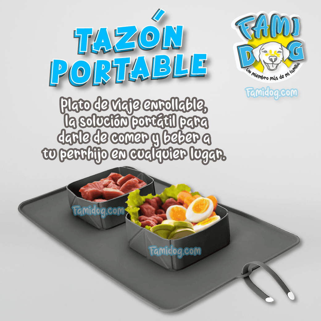 Plato de Viaje Enrollable para Mascotas
