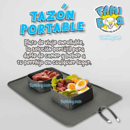 Plato de Viaje Enrollable para Mascotas